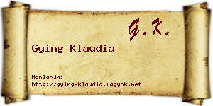 Gying Klaudia névjegykártya